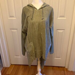Tempo Paris Green Striped Hoodie Top